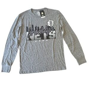 Mens Brooklyn Nets Long Sleeve Grey Small NWT